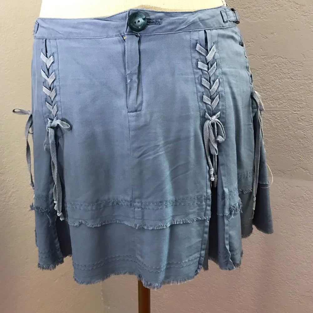 Blue silk skirt